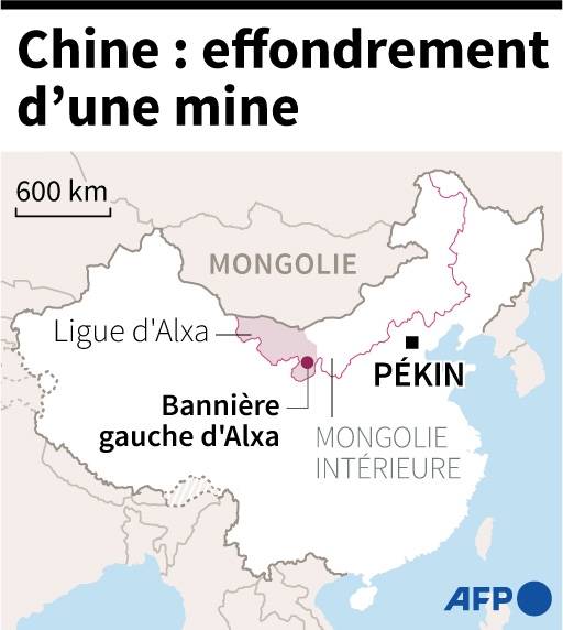 Effondrement d'une mine en Chine: six morts, près de 50 disparus