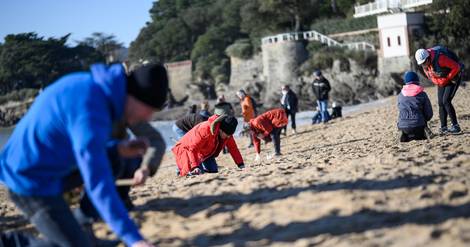 Manifestation sur une plage de Loire-Atlantique contre la pollution aux billes de plastique